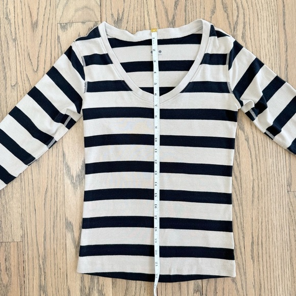 Three Dots Women’s Long Sleeve V-neck Striped 3/4 Sleeve Cotton Shirt Size Small - Picture 10 of 14